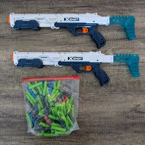 X SHOT Hawkeye Lot Of 2 With Bag Of Darts (No Scopes)